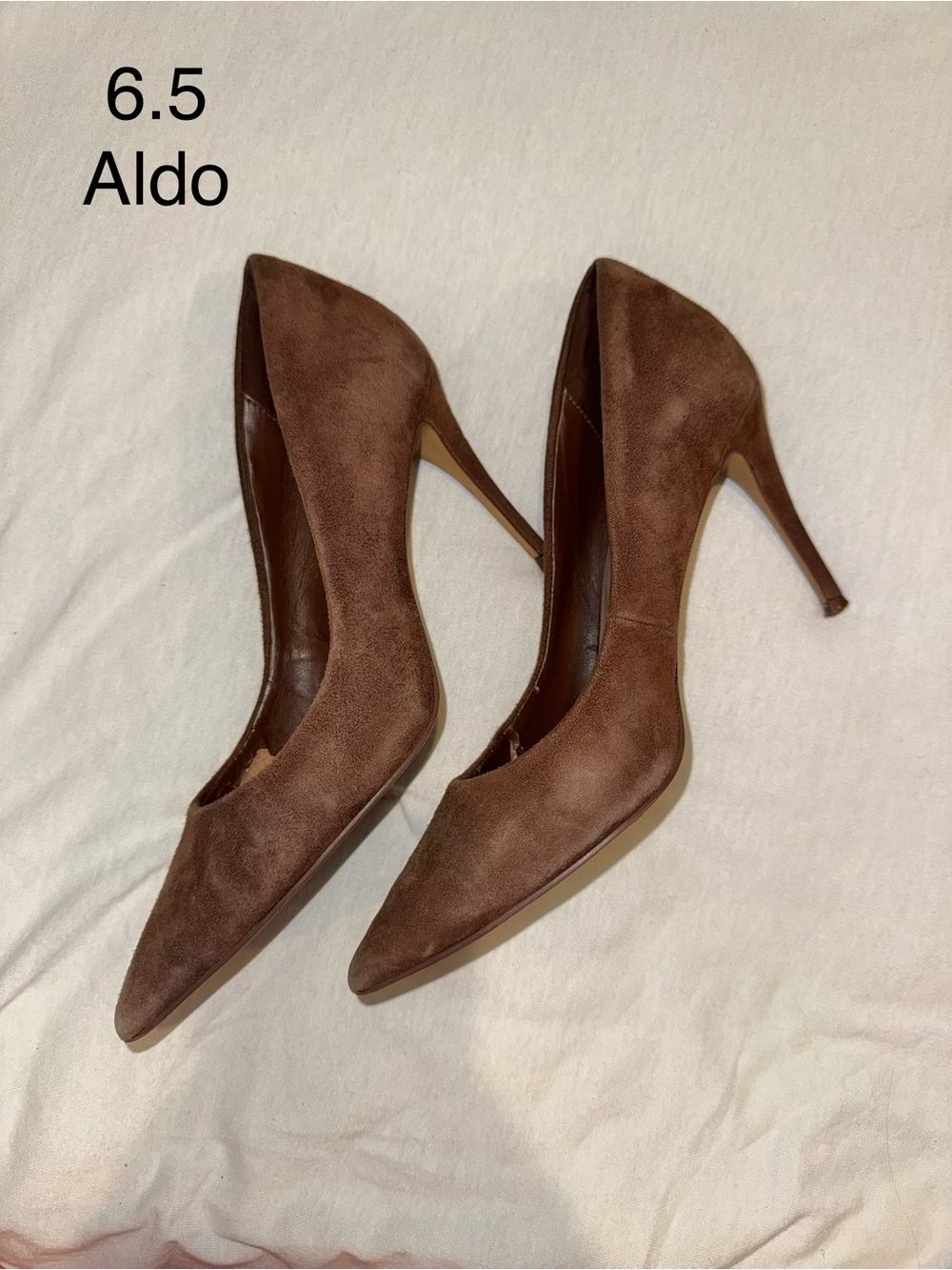 Aldo Chocolate Brown Suede Pointed Stiletto Pumps